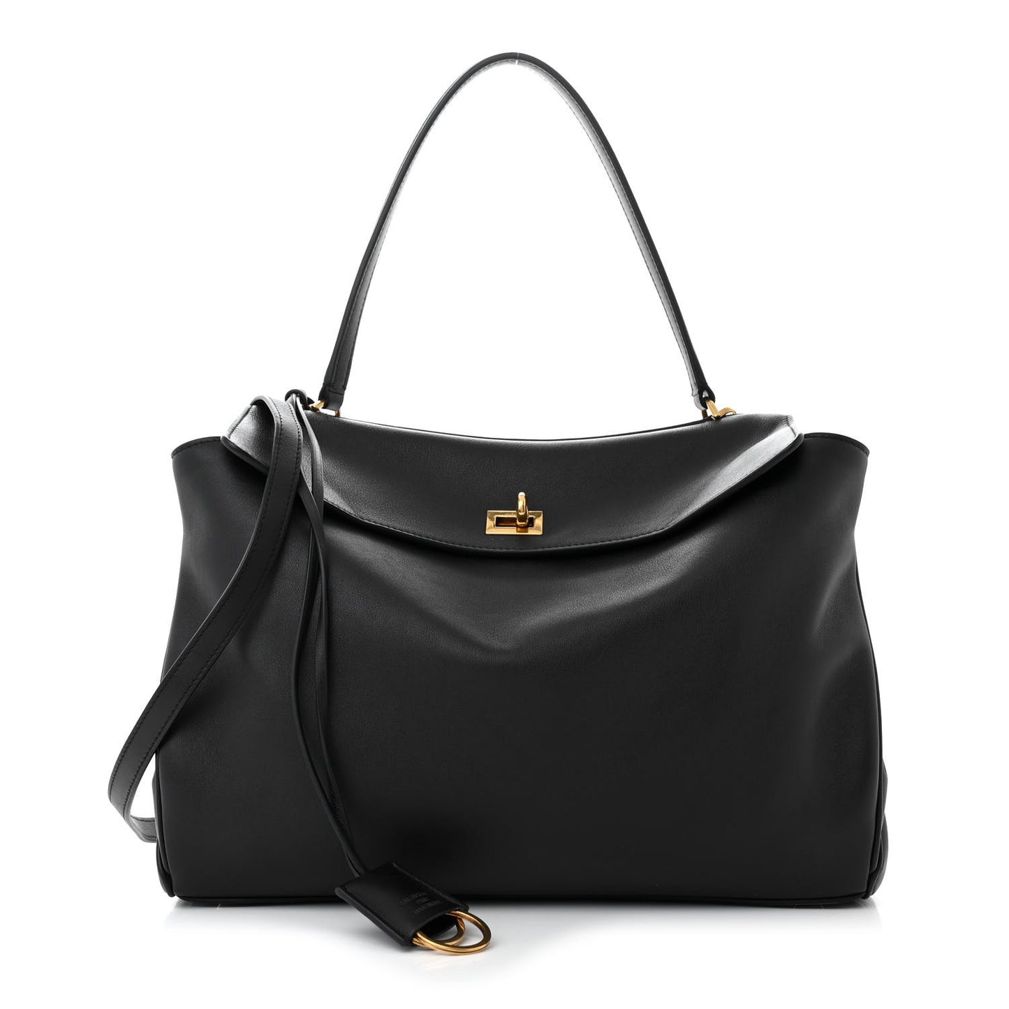 Natural Smooth Calfskin Medium Rodeo Top Handle Handbag Black