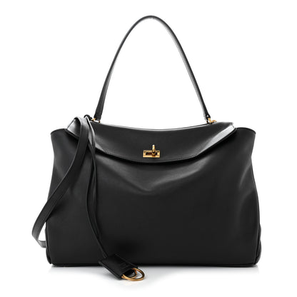 Balenciaga Natural Smooth Calfskin Medium Rodeo Top Handle Handbag Black 1 of 12