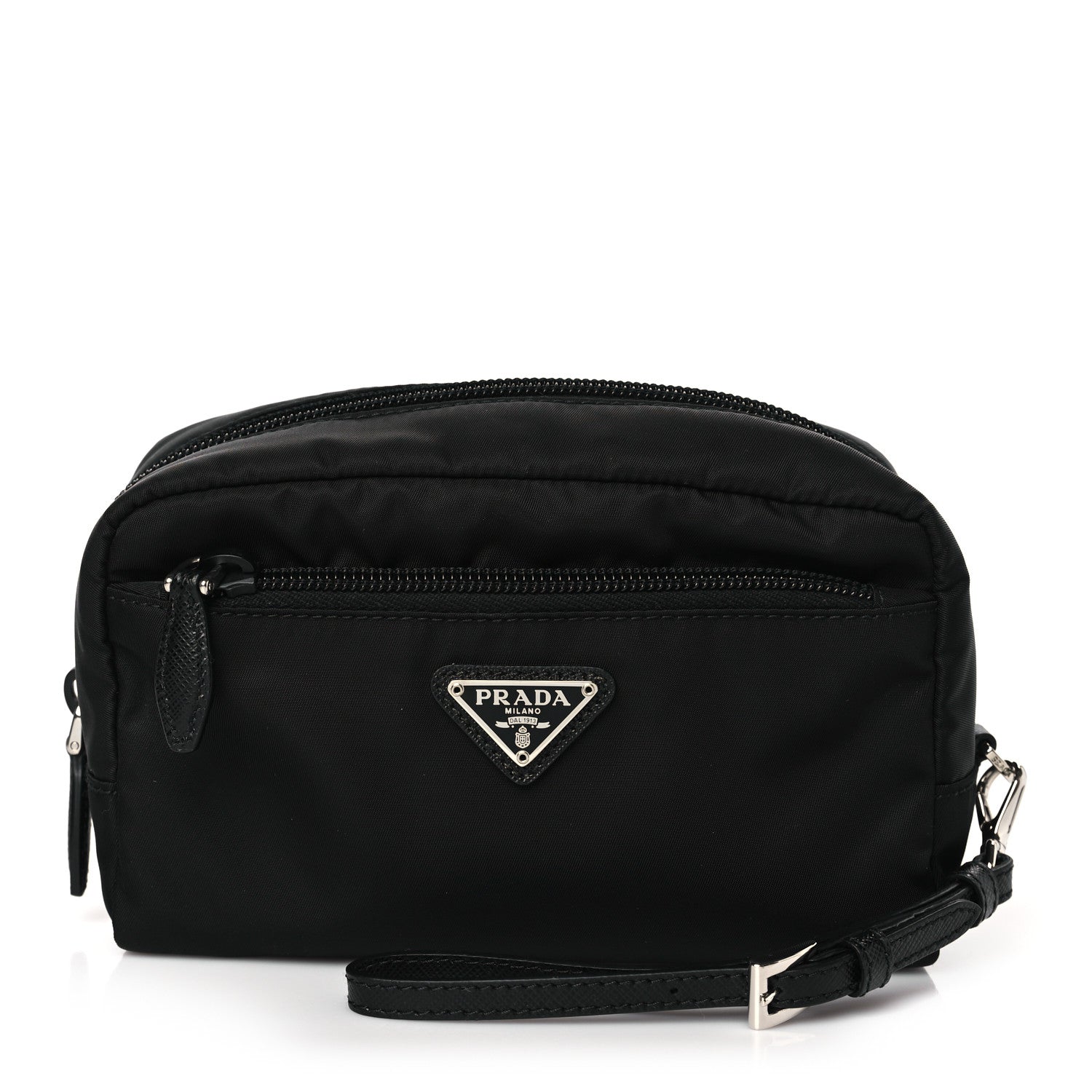 Prada Re-Nylon Saffiano Pouch Wristlet Black 1 of 8