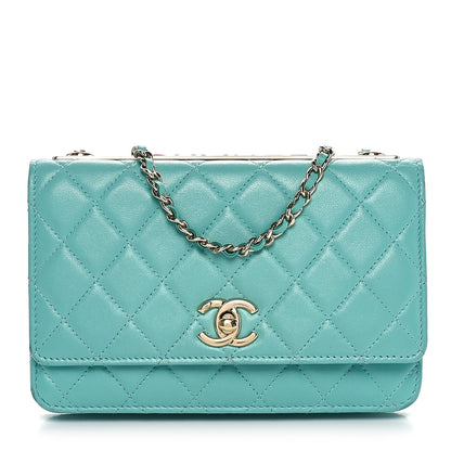 Chanel Lambskin Quilted Trendy CC Wallet On Chain WOC Turquoise 1 of 10