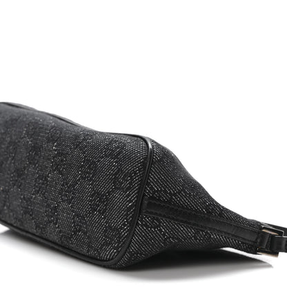 Gucci Denim Monogram Boat Pochette Black 9 of 9