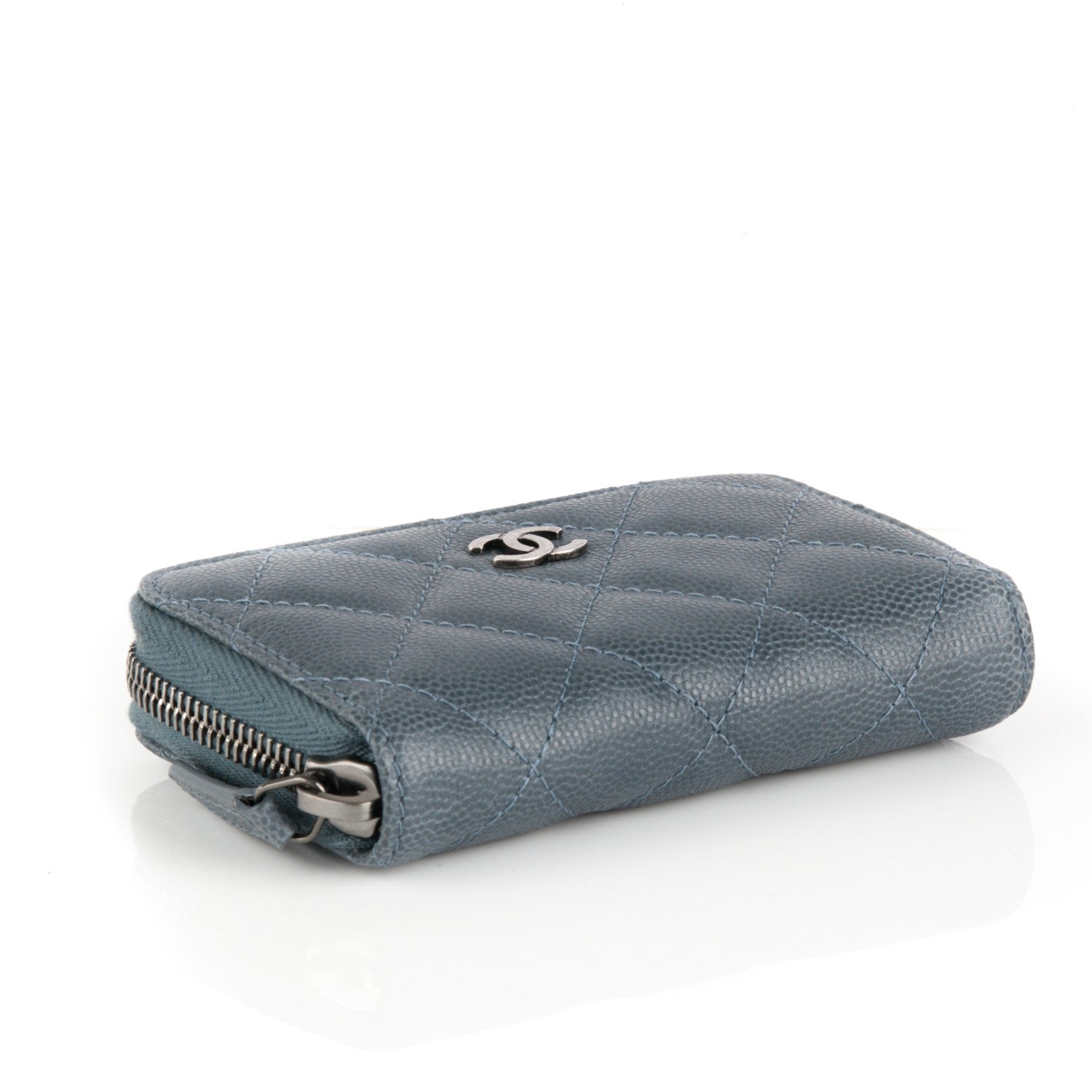 Chanel Caviar Quilted Zip Coin Purse Grey 4 of 7