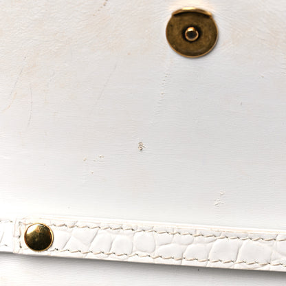 Balenciaga Shiny Calfskin Crocodile Embossed Hourglass Chain Bag White 13 of 23