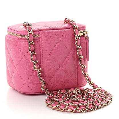 Chanel Caviar Quilted Mini Vanity Case With Chain Pink 2 of 9