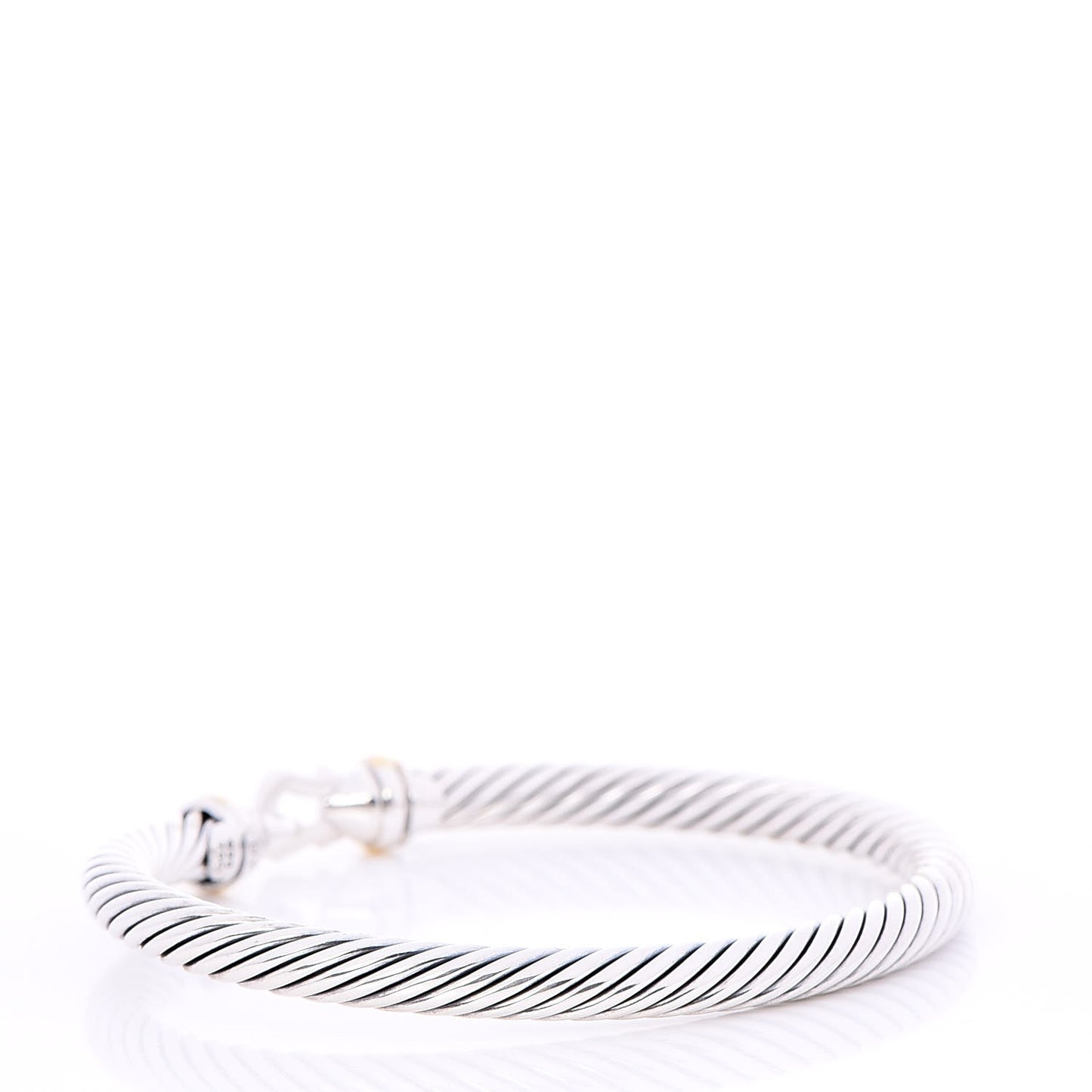 Sterling Silver 18K Yellow Gold 5mm Cable Classic Buckle Bracelet