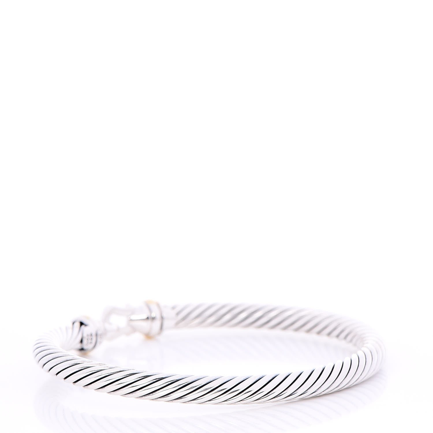 David Yurman Sterling Silver 18K Yellow Gold 5mm Cable Classic Buckle Bracelet 3 of 4