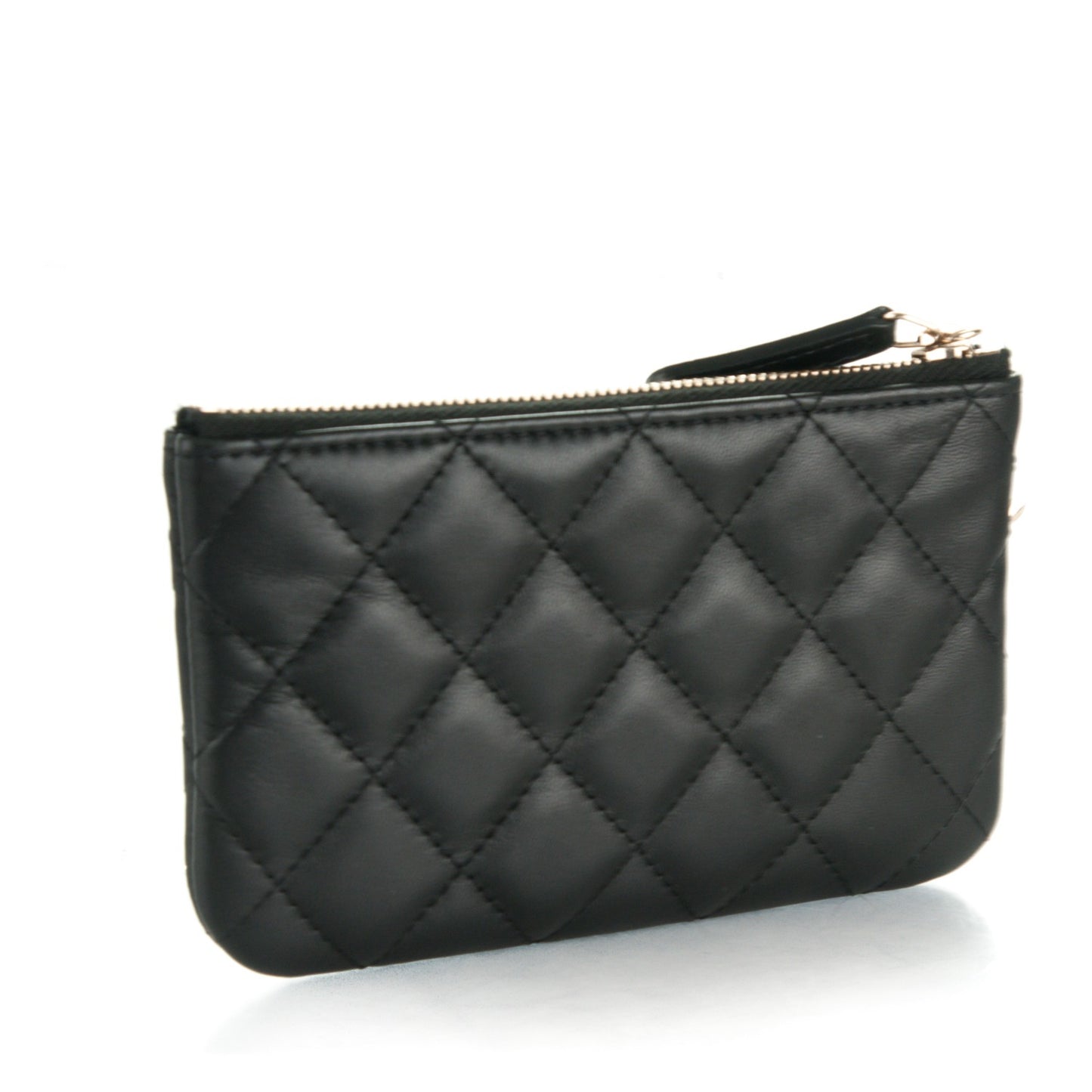 Lambskin Quilted Small Casino Cosmetic Case Black