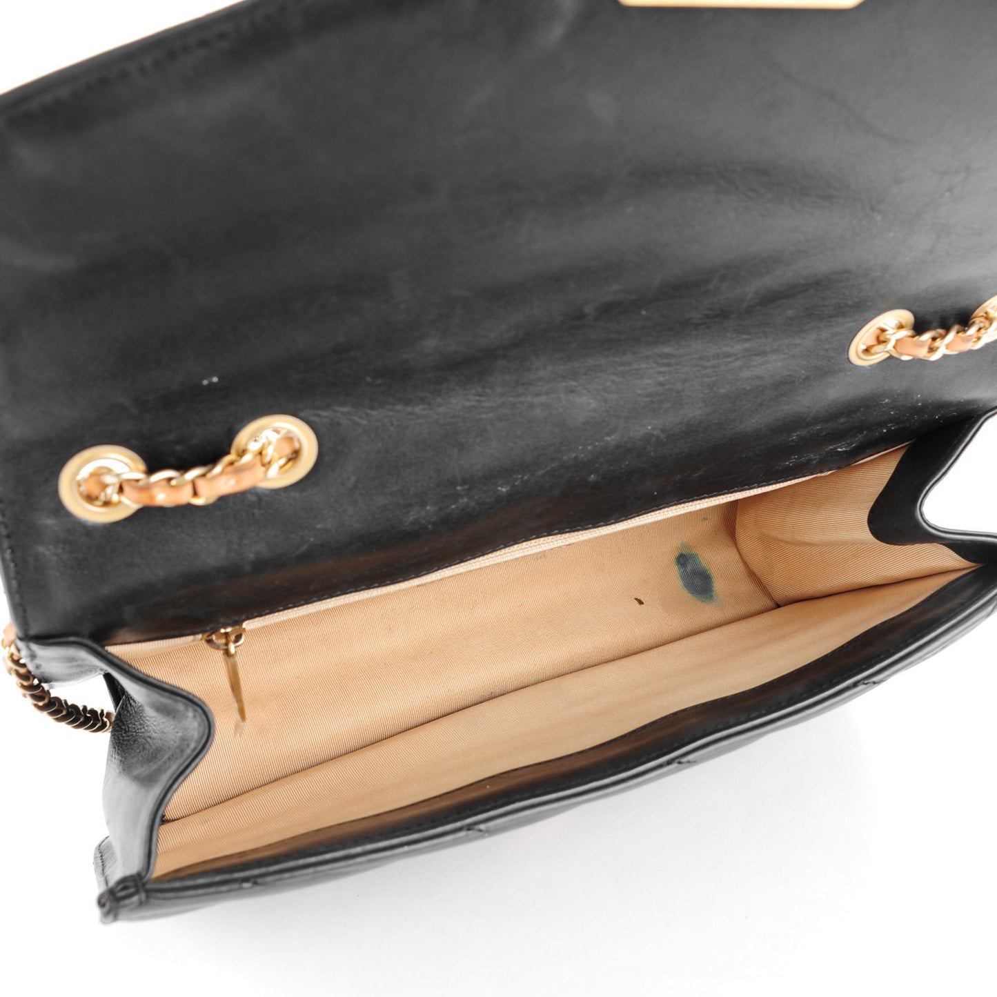 Calfskin Chevron Quilted Gabrielle Flap Black