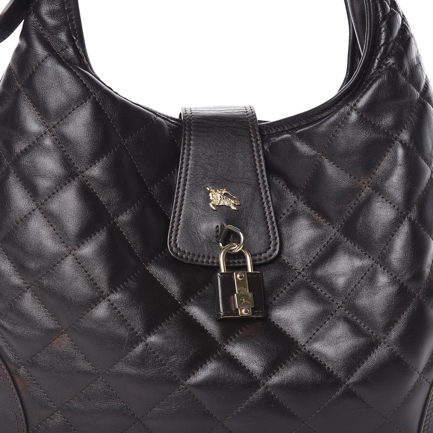 Calfskin Quilted Brook Hobo Dark Brown
