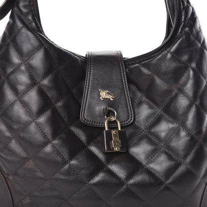 Burberry Calfskin Quilted Brook Hobo Dark Brown 9 of 9