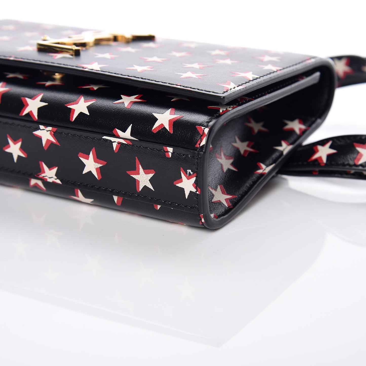 Smooth Calfskin Star Print Monogram Kate Belt Bag Black Ivory Red
