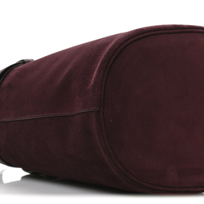Prada Suede Buckle Bucket Bag With Belt Burgundy 9 of 11