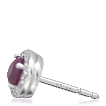 Tiffany Platinum Diamond Ruby Soleste Earrings 5 of 5