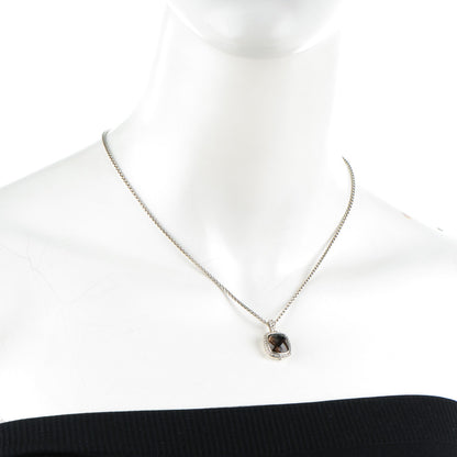 David Yurman Sterling Silver Pave Diamond Smoky Quartz 12mm Noblesse Pendant Necklace 2 of 4