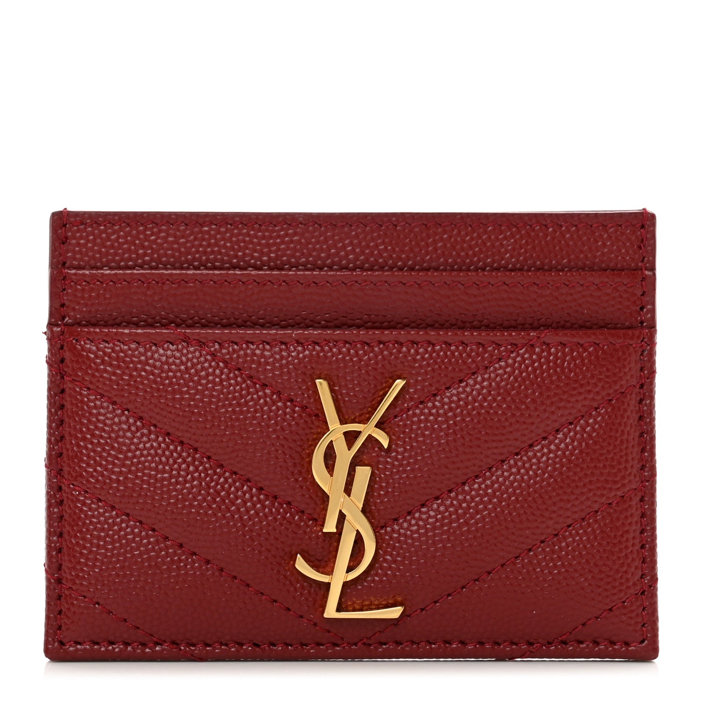 Grain De Poudre Matelasse Chevron Monogram Credit Card Case Opyum Red
