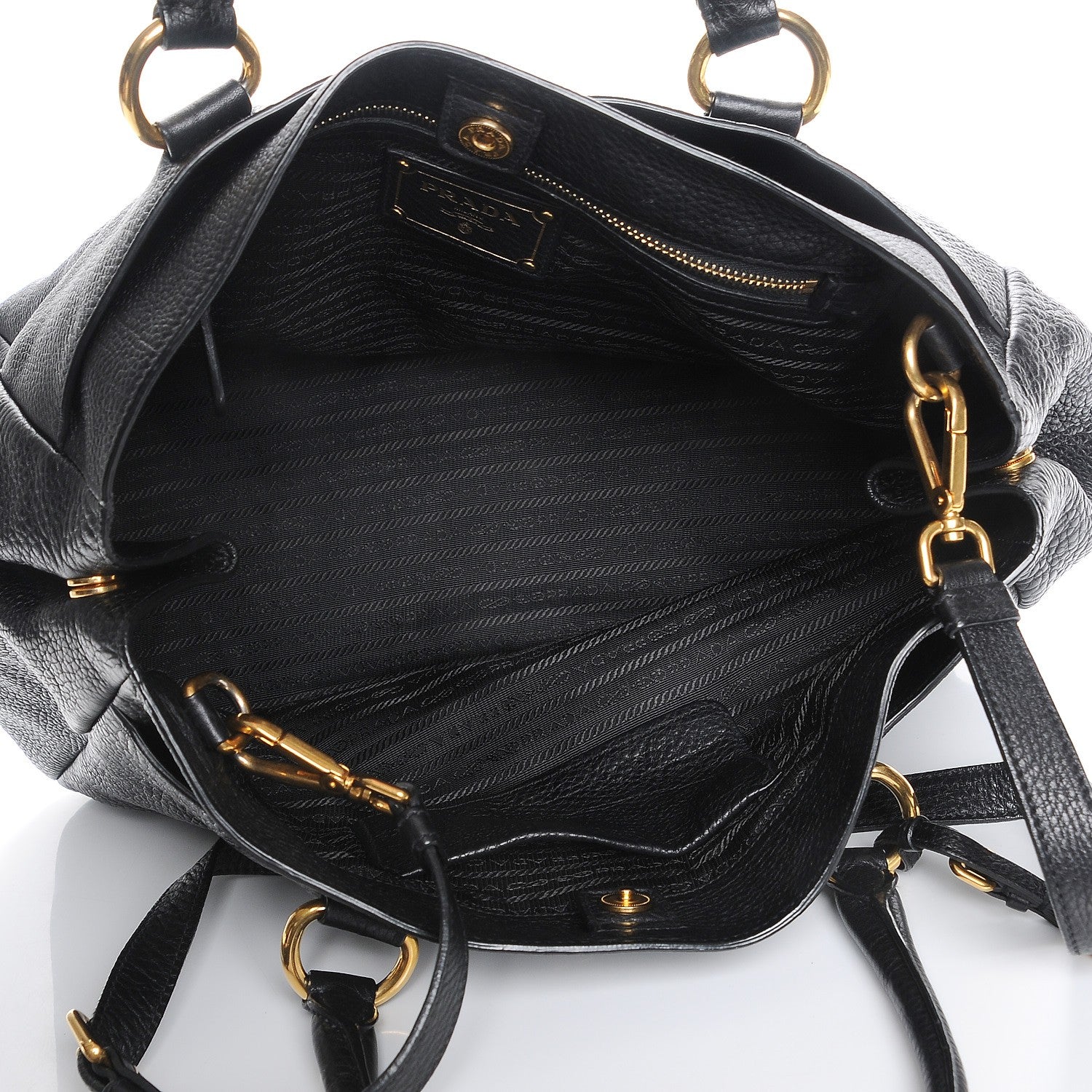 Prada Vitello Daino Tote Nero Black 6 of 9