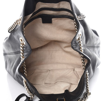 Gucci Pebbled Calfskin Medium Soho Chain Shoulder Bag Black 5 of 16