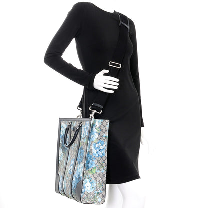 Gucci GG Supreme Monogram Blooms Vertical Tote Blue 2 of 9