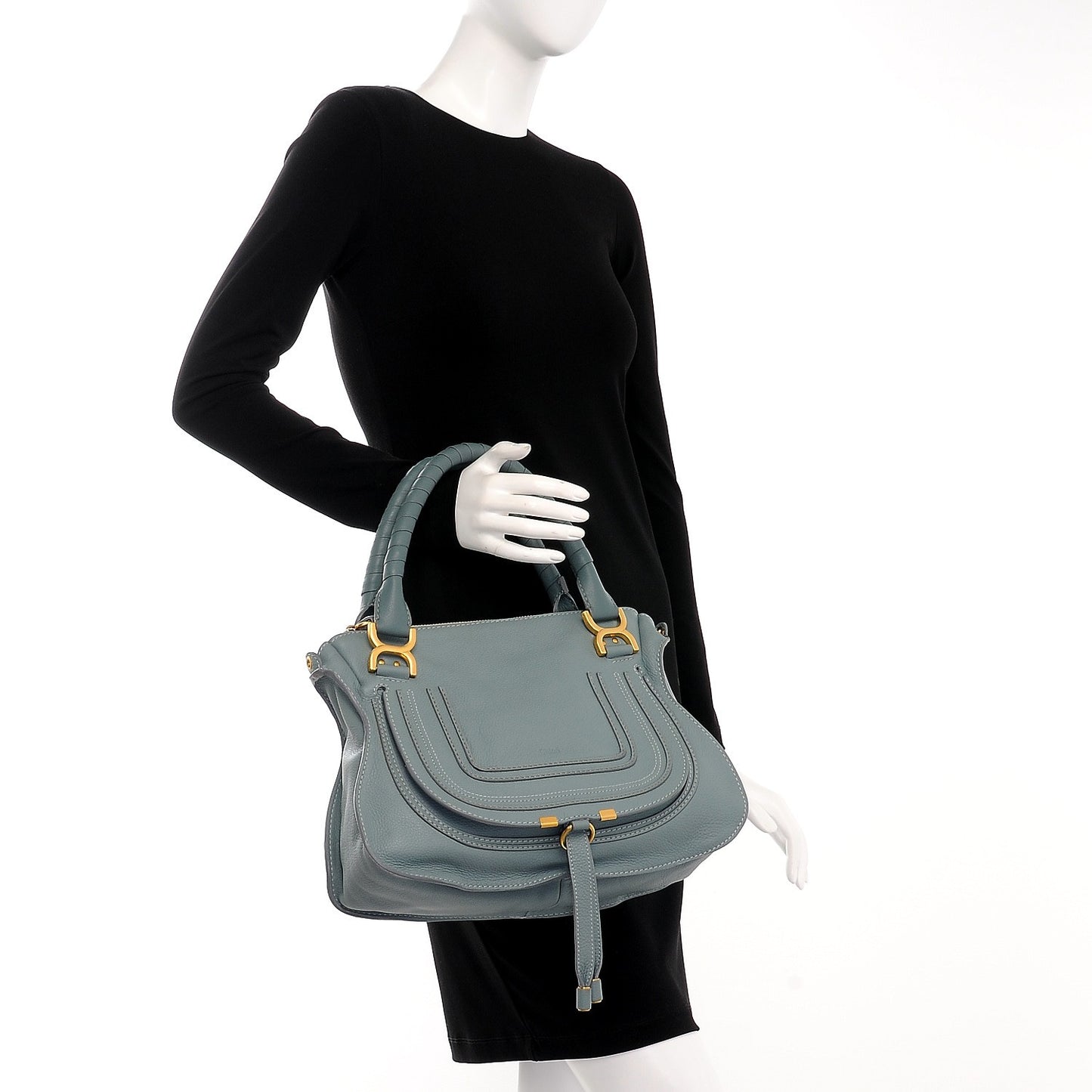 Calfskin Medium Marcie Satchel Cloudy Blue