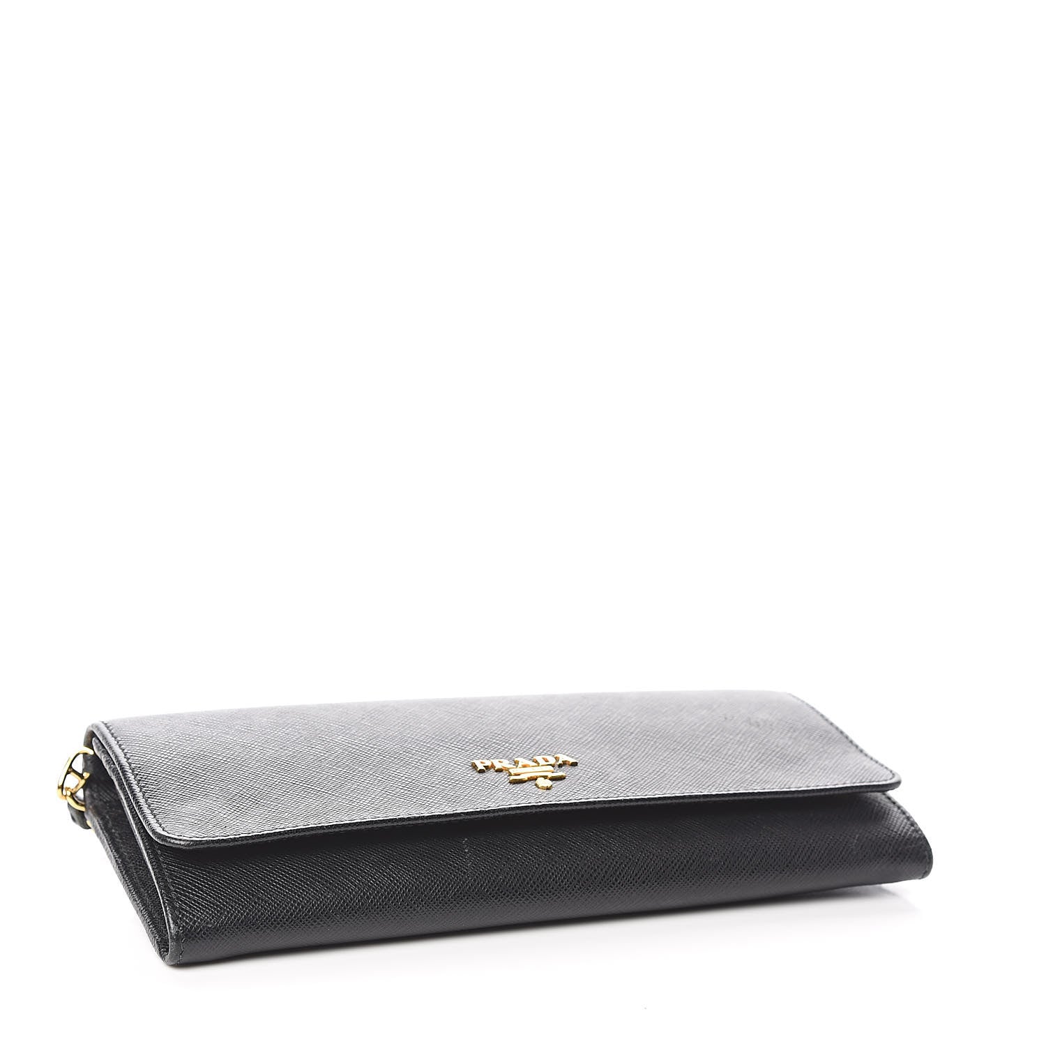 Prada Saffiano Metal Oro Chain Wallet Black 4 of 12
