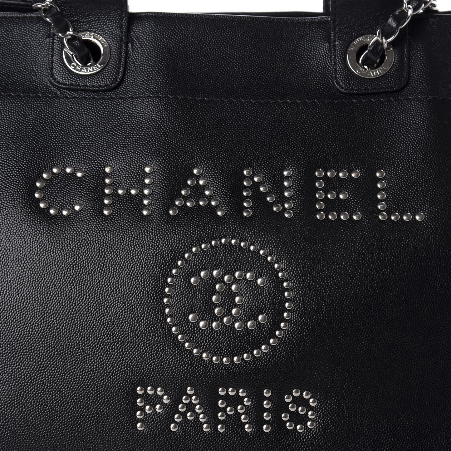 Caviar Medium Studded Deauville Tote Black