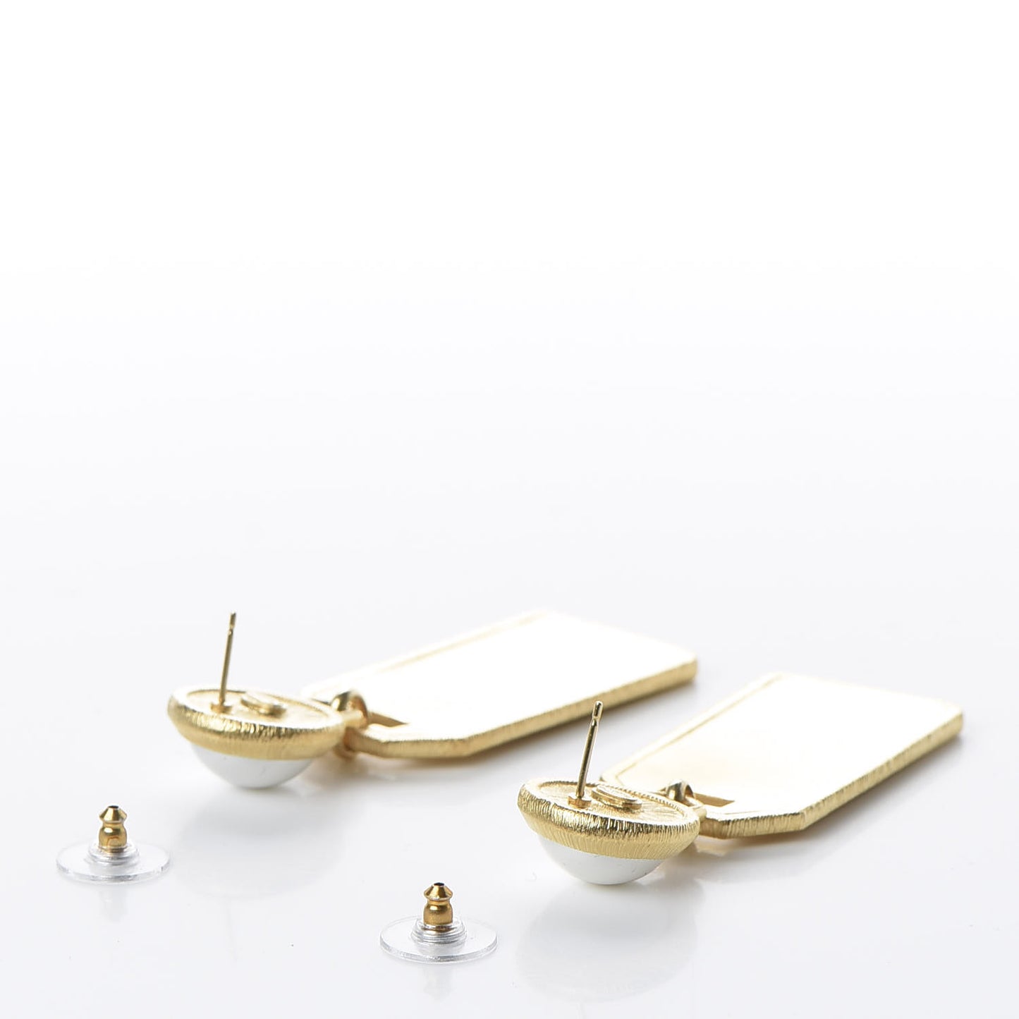 Pearl CC Tags Drop Earrings Gold