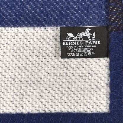 Hermes Cashmere Wool Brandebourgs Blanket Encre 4 of 4
