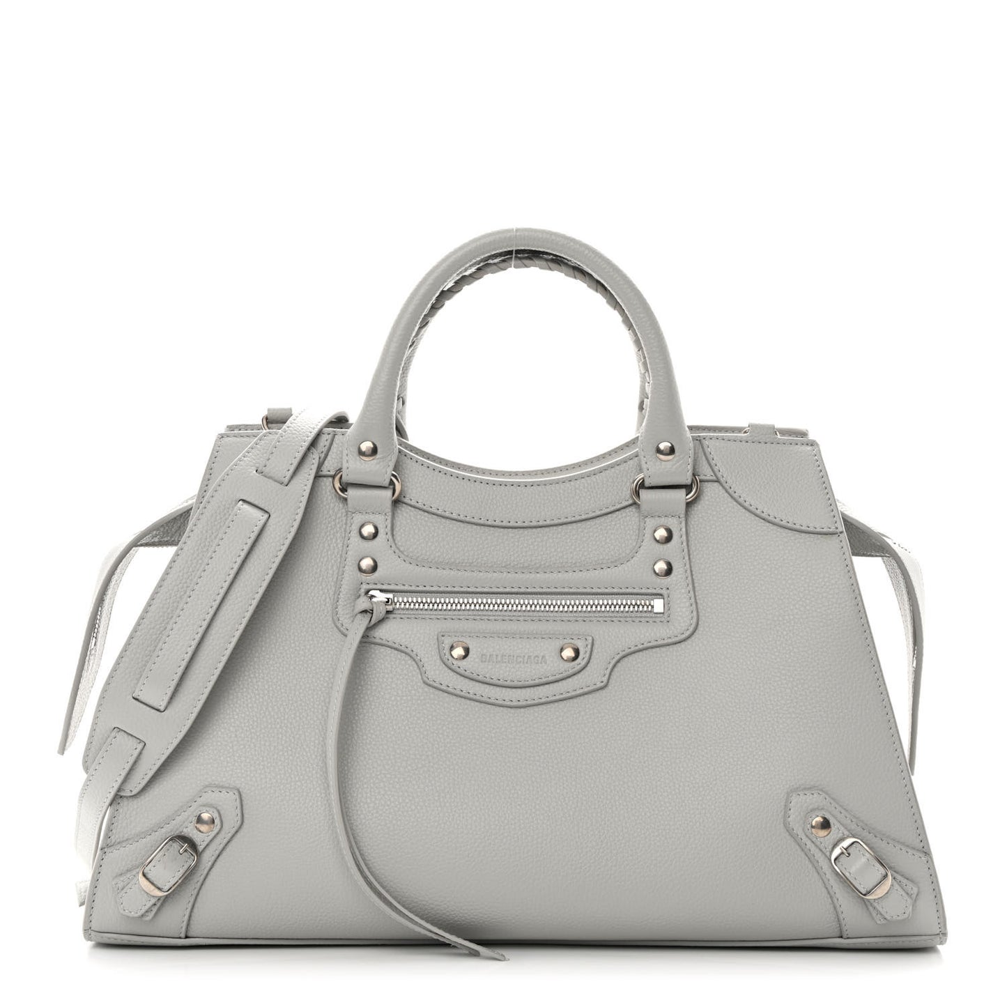 Grained Calfskin Silver Hardware Neo Classic City Light Grey