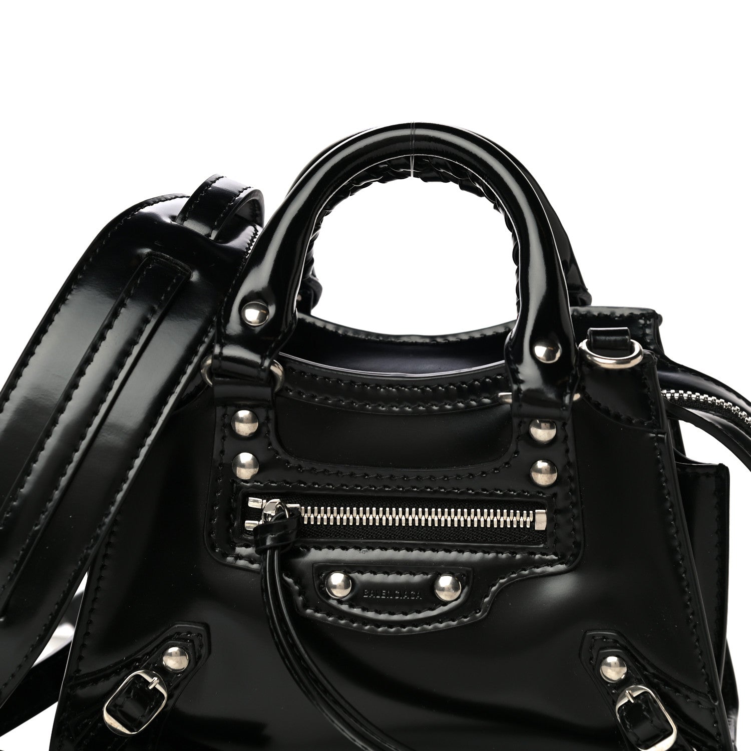 Balenciaga Shiny Calfskin Neo Classic Hardware Nano City Crossbody Black 7 of 9