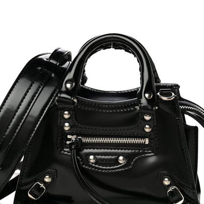 Balenciaga Shiny Calfskin Neo Classic Hardware Nano City Crossbody Black 7 of 9