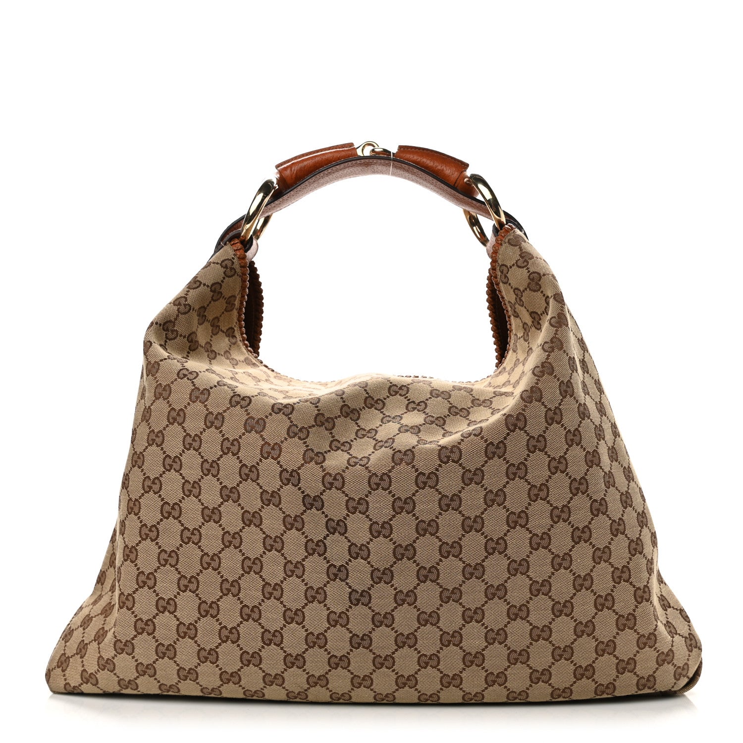 Gucci Monogram Large Horsebit Chain Hobo Brown 1 of 10