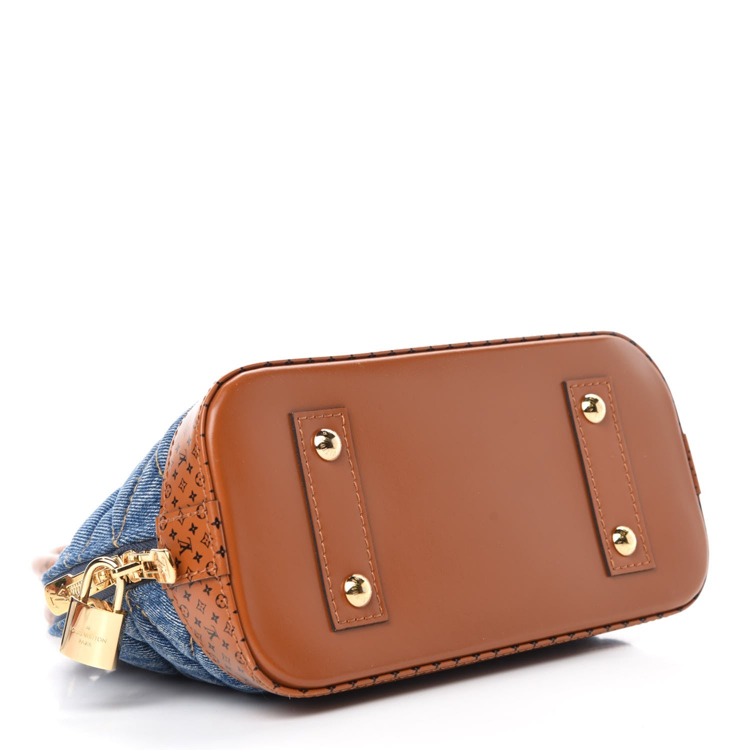 Louis Vuitton Denim Calfskin Reverse Monogram Malletage Alma BB Blue 4 of 10