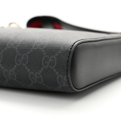 Gucci GG Supreme Monogram Web Small Flat Messenger Bag Black Grey 9 of 9