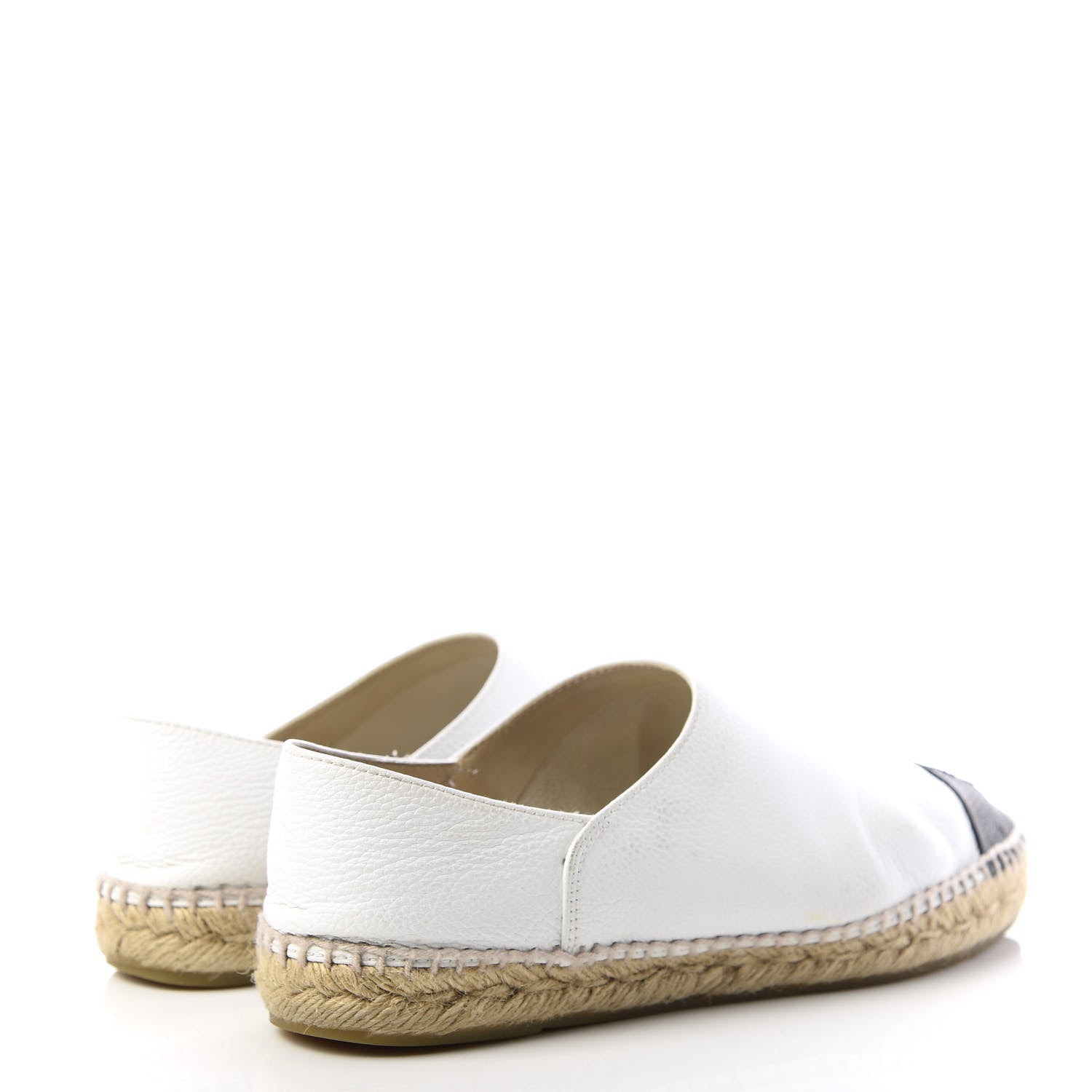 Chanel Grained Calfskin CC Espadrilles 40 White Black 4 of 10