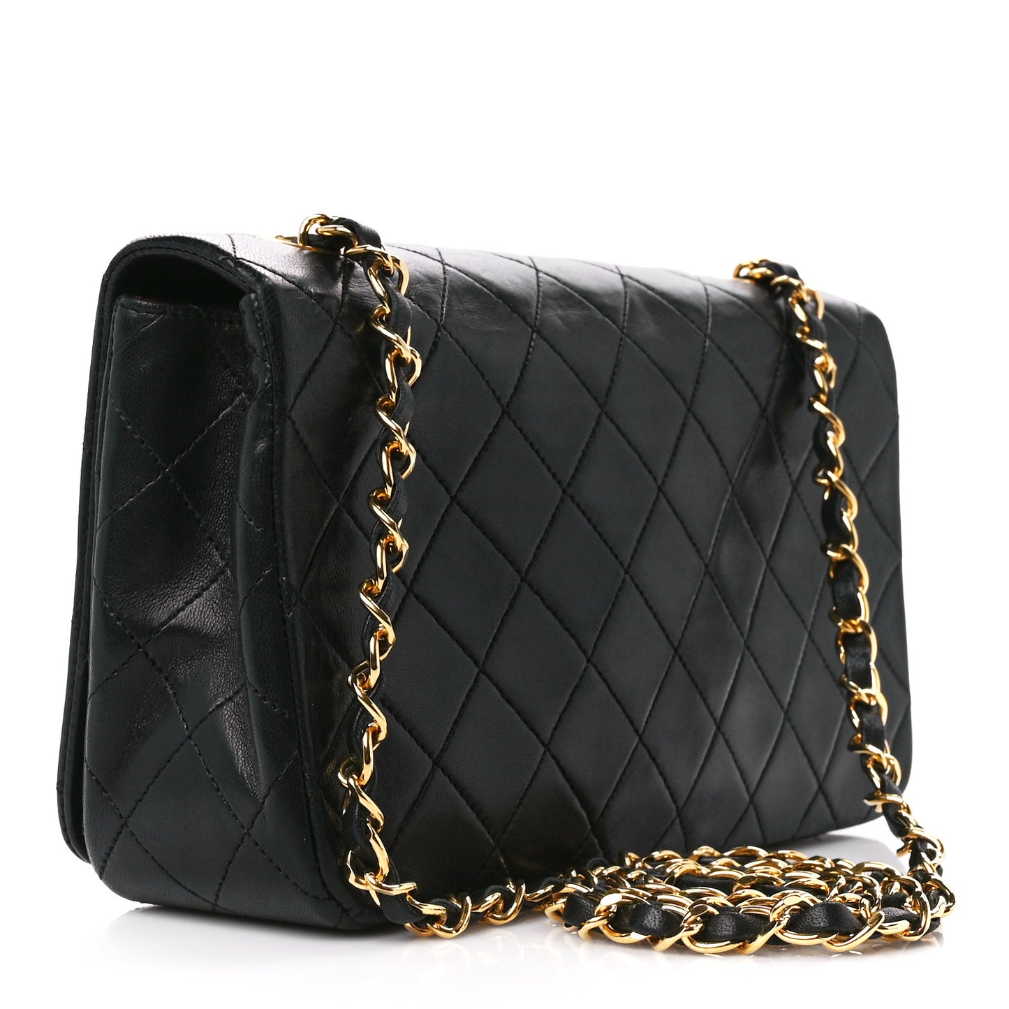 Lambskin Quilted Small Single Flap Black