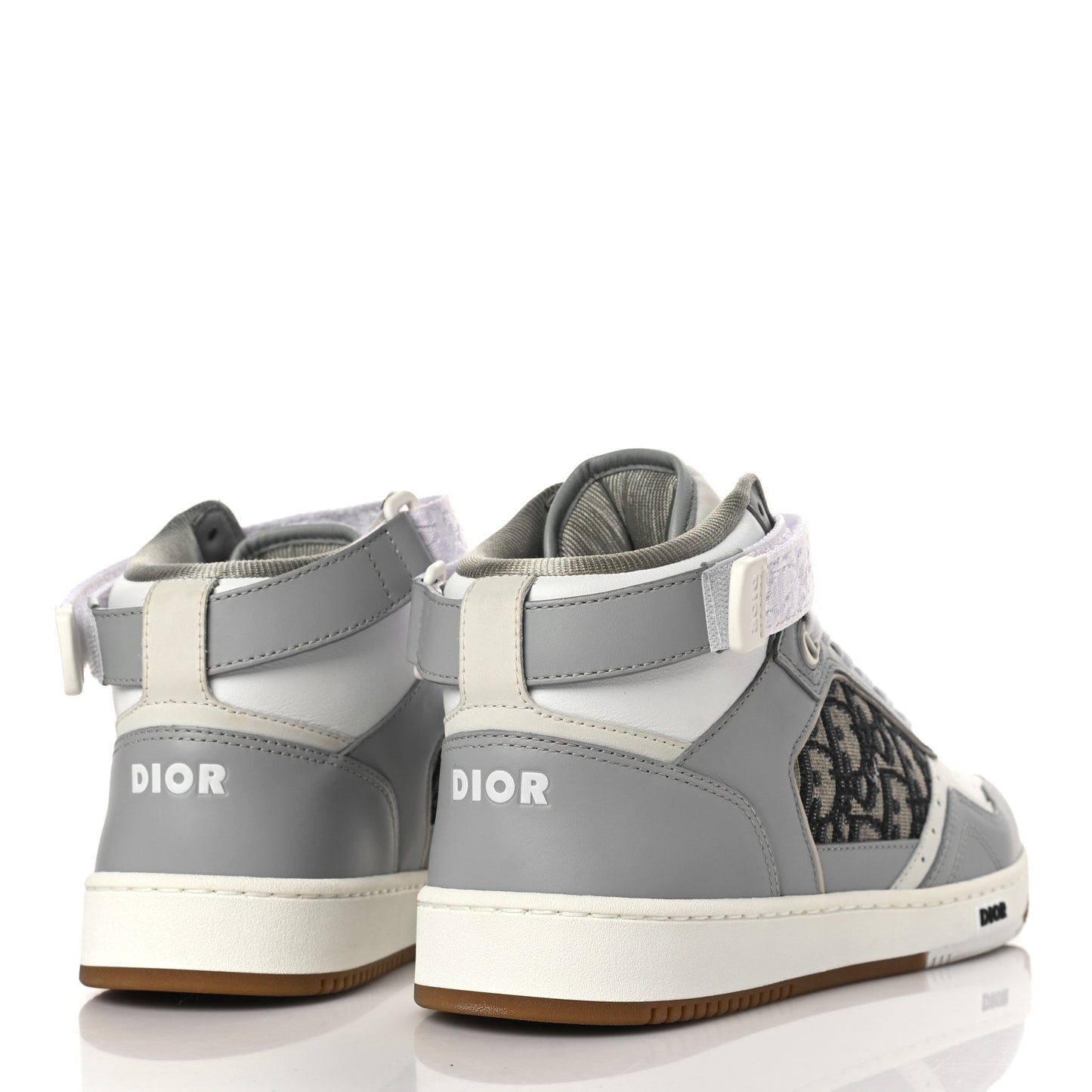 Smooth Calfskin Jacquard Oblique Mens B27 Mid Top Sneakers 41 Beige Blue