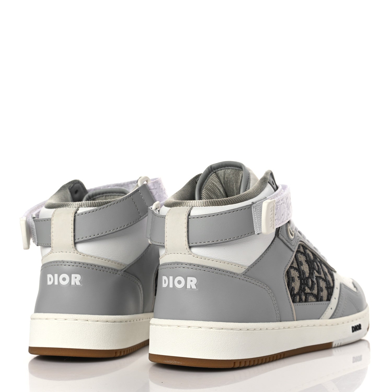 Christian Dior Smooth Calfskin Jacquard Oblique Mens B27 Mid Top Sneakers 41 Beige Blue 4 of 8
