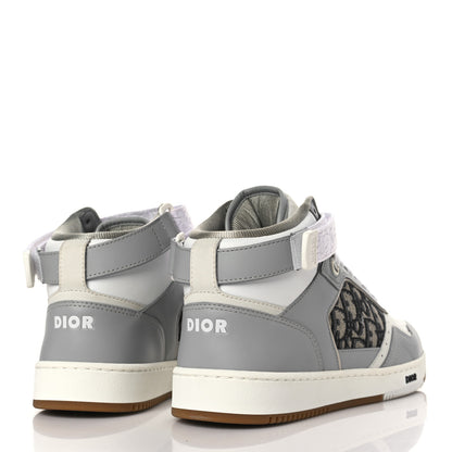 Christian Dior Smooth Calfskin Jacquard Oblique Mens B27 Mid Top Sneakers 41 Beige Blue 4 of 8