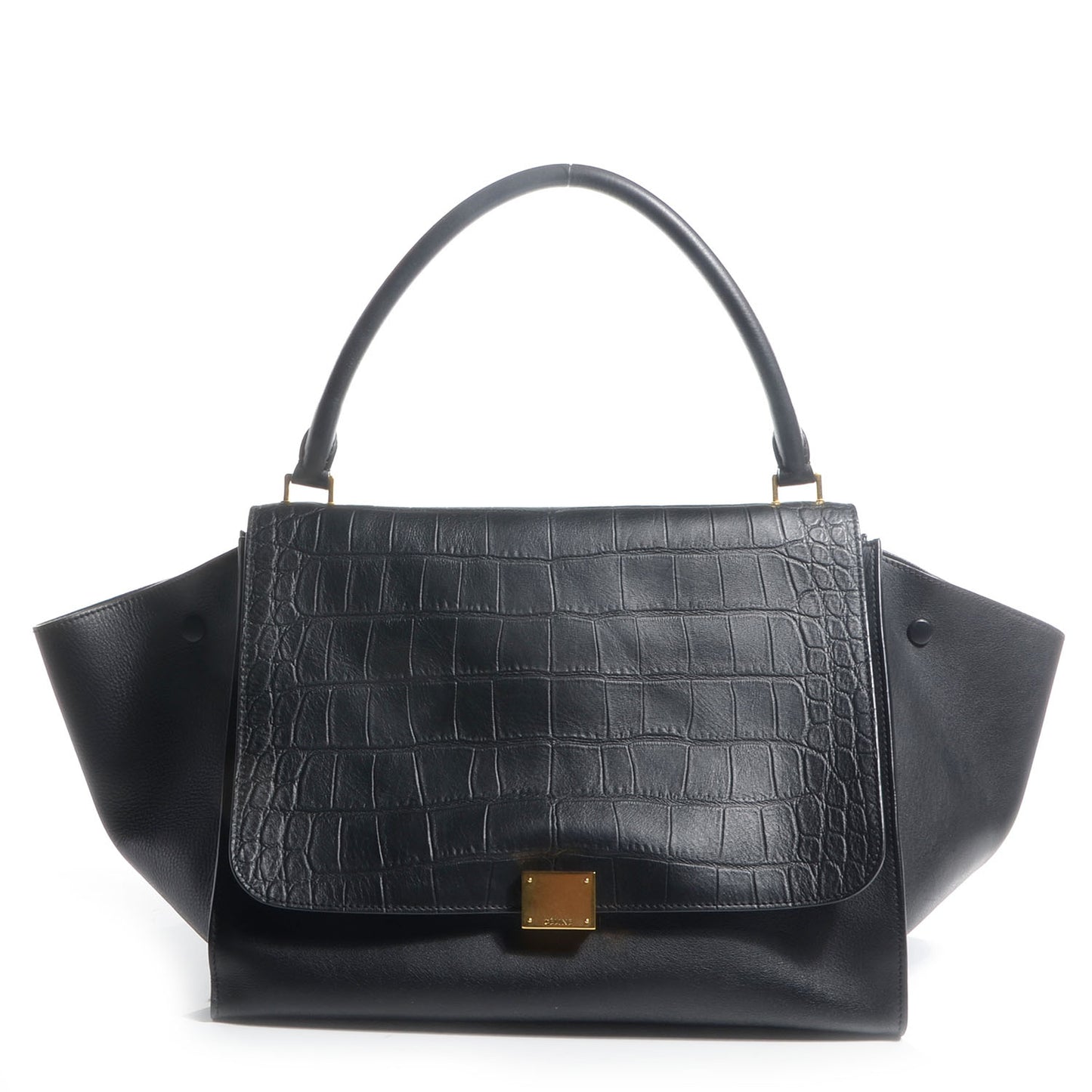Crocodile Embossed Large Trapeze Black