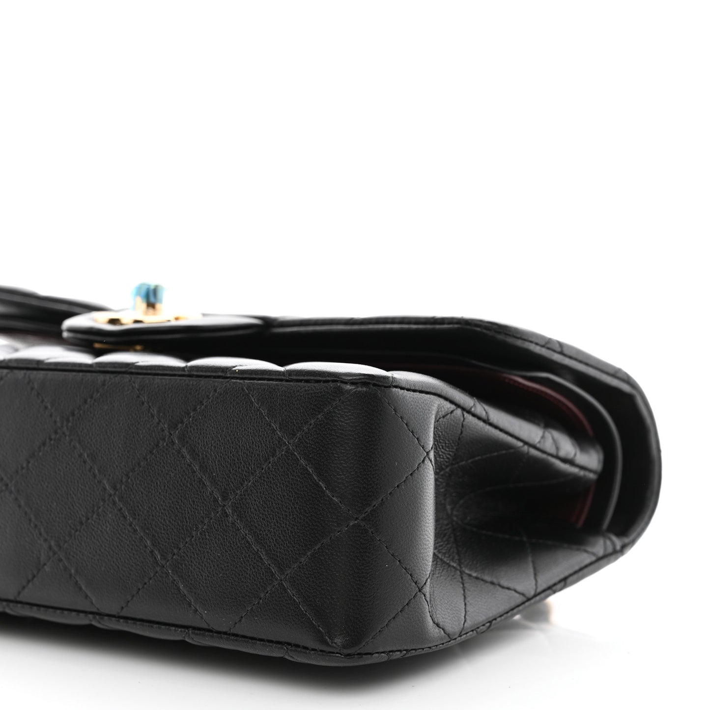 Lambskin Quilted Small Double Flap Black