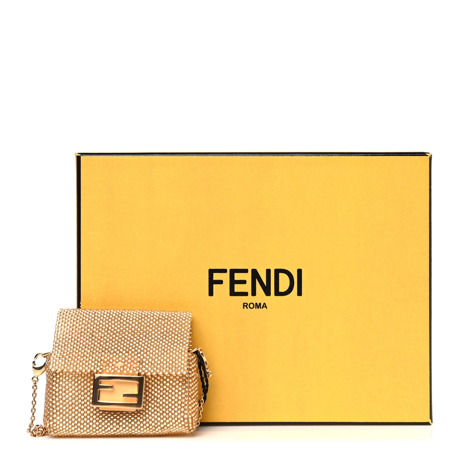 Fendi Glass Vitello King Beaded Mini Pico Baguette Charm Semolino 6 of 6