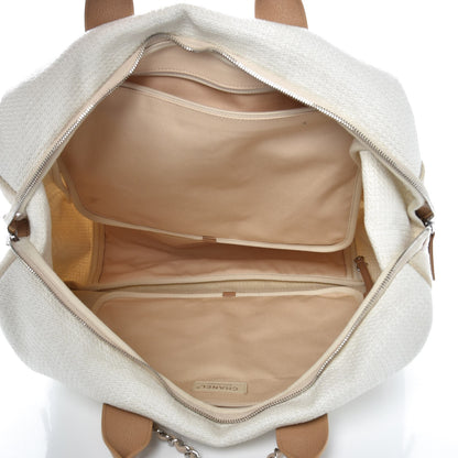 Chanel Canvas Maxi Bowling Bag White Beige 5 of 11