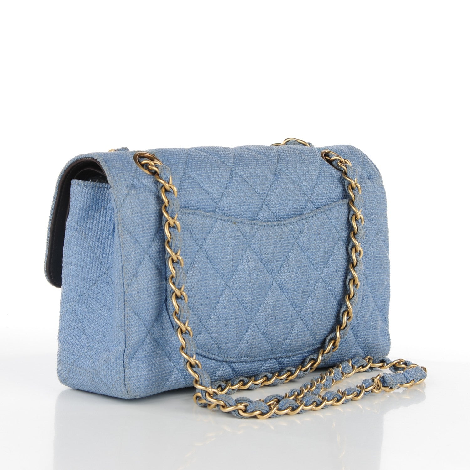 Chanel Tweed Quilted Small Double Flap Blue 3 of 13