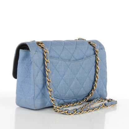 Chanel Tweed Quilted Small Double Flap Blue 3 of 13