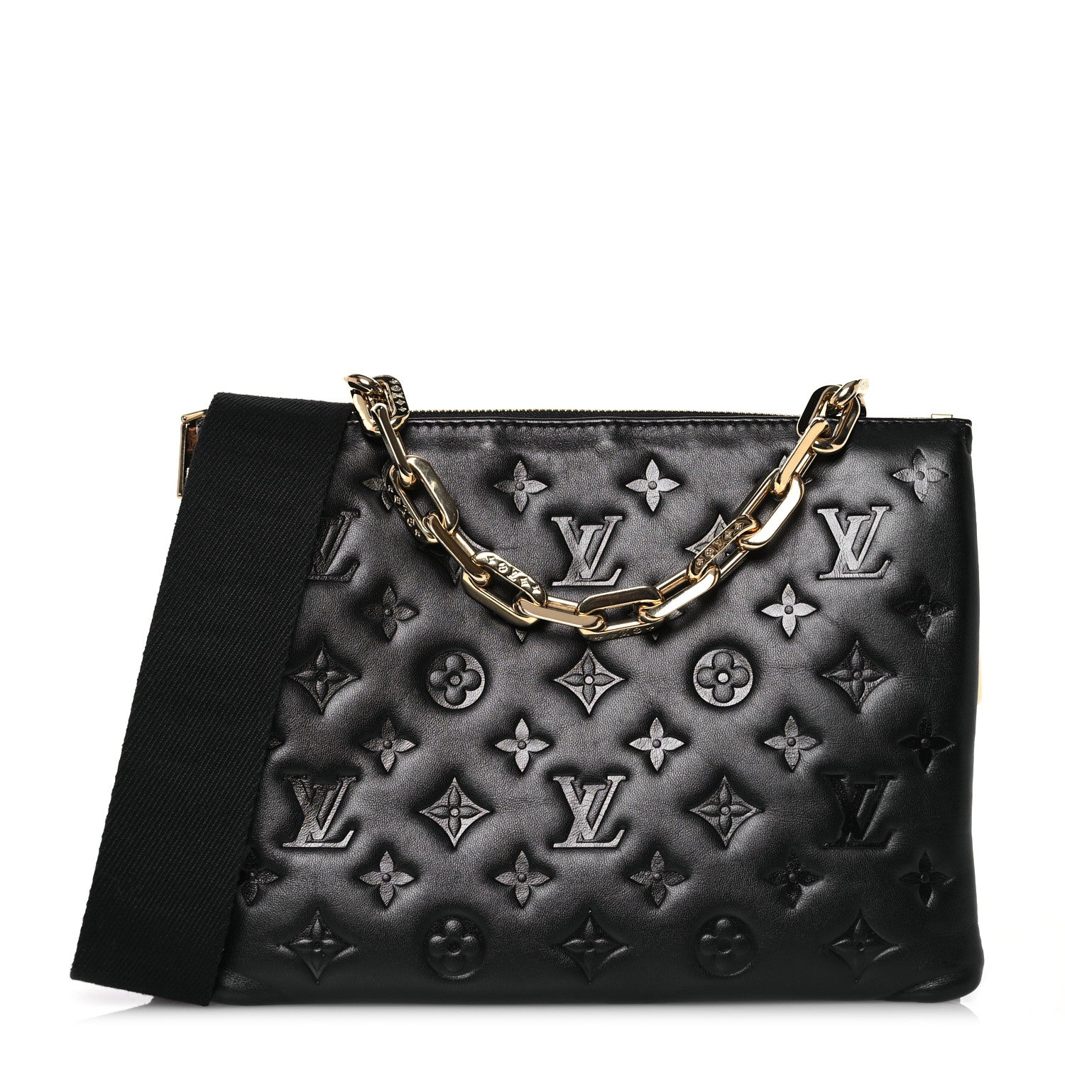 Louis Vuitton Lambskin Embossed Monogram Coussin PM Black 1 of 16