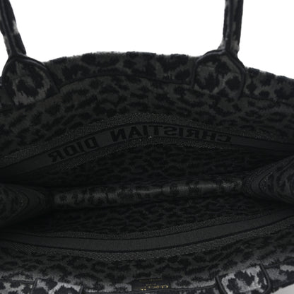 Christian Dior Canvas Mizza Embroidered Large Leopard Book Tote Grey 5 of 11