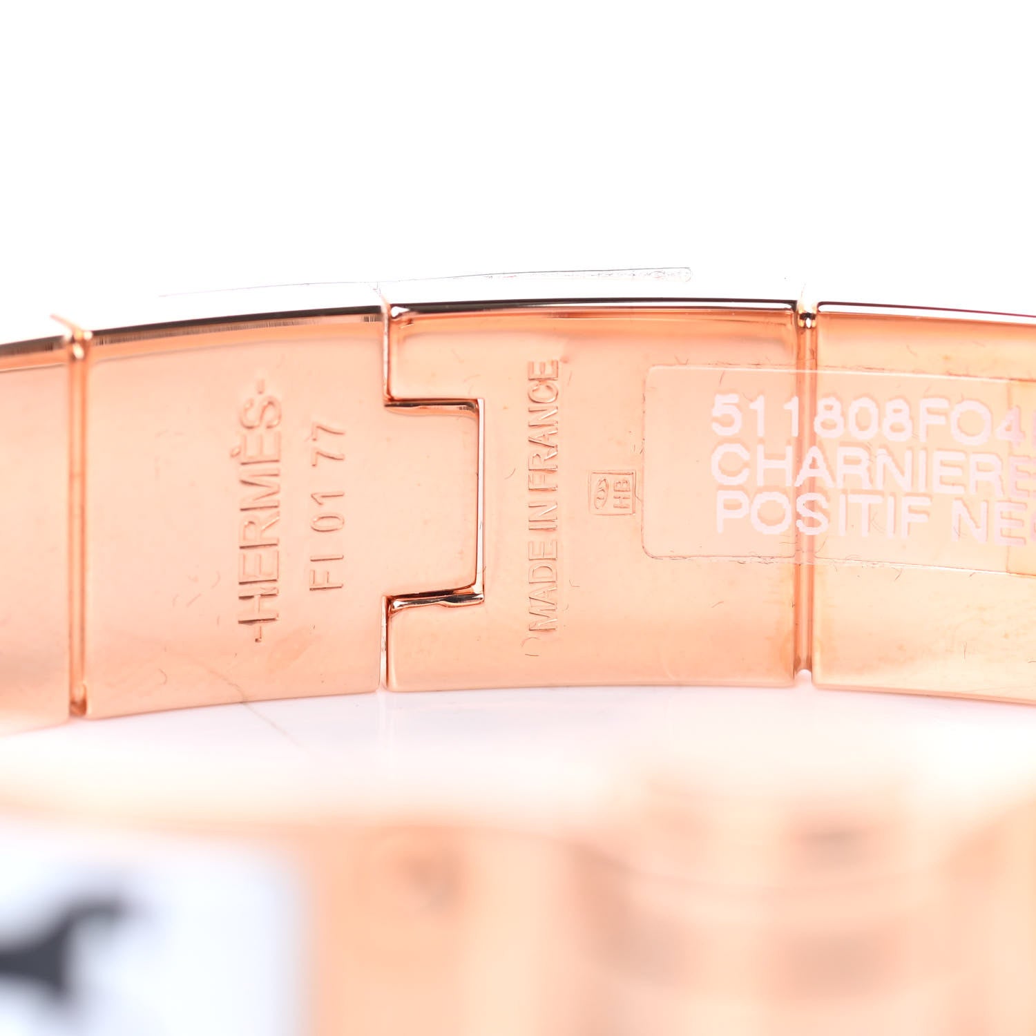 Hermes Enamel Printed Charniere Couvertures Nouvelles Narrow Hinged Bracelet S Positif Negatif 5 of 6