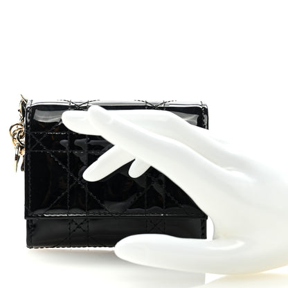 Christian Dior Patent Cannage Lady Dior Lotus Wallet Black 2 of 6