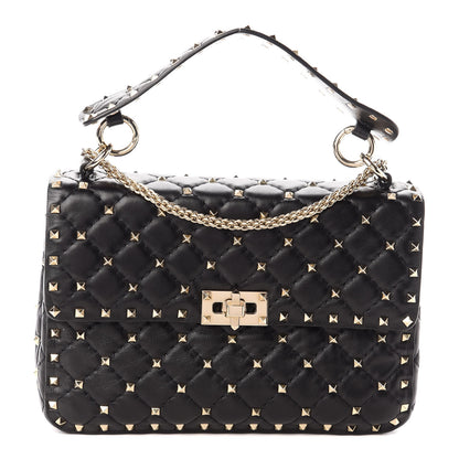Valentino Garavani Lambskin Medium Rockstud Spike Shoulder Bag Black 1 of 9
