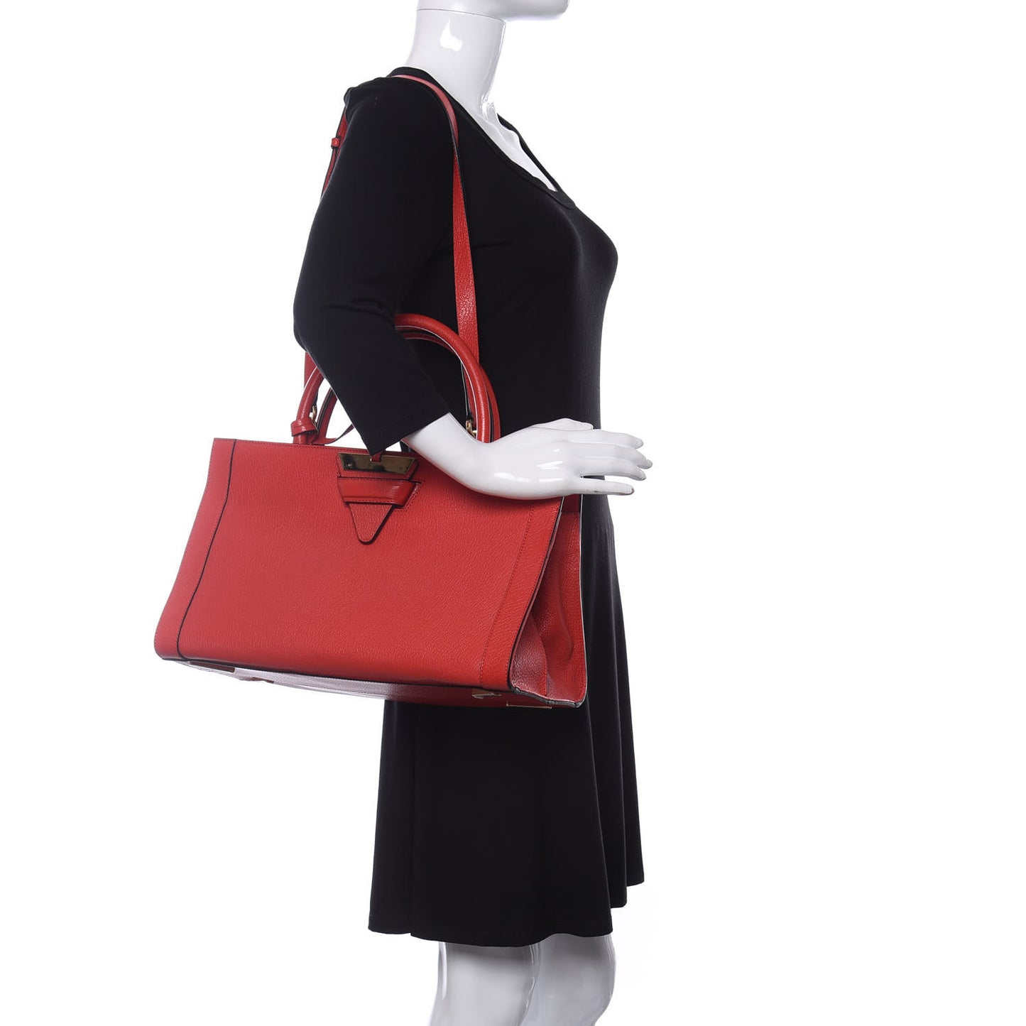 Goatskin Barcelona Top Handle Tote Red